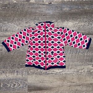 Yoga Sprout | 18M Pink & Navy Blue Patterned Zip Up Jacket